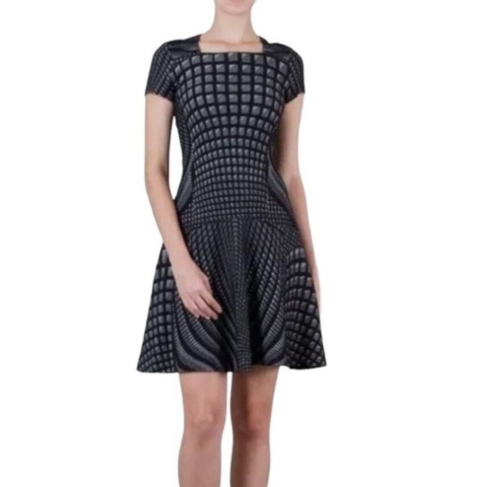 Diane von Furstenberg DvF Hansine wool blend abstract knit dress A line 8US